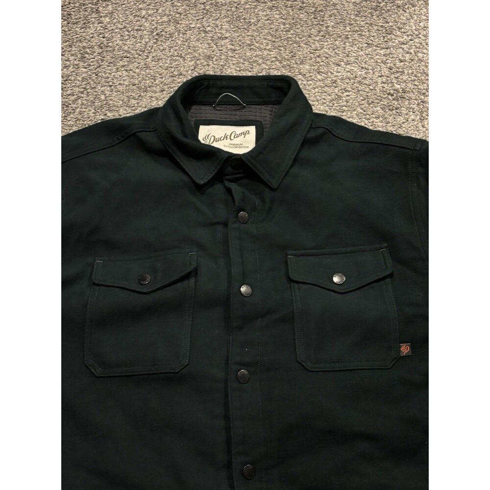 Duck Camp Men’s XL Campfire Shacket Green Silent Snap Button - Picture 4 of 8